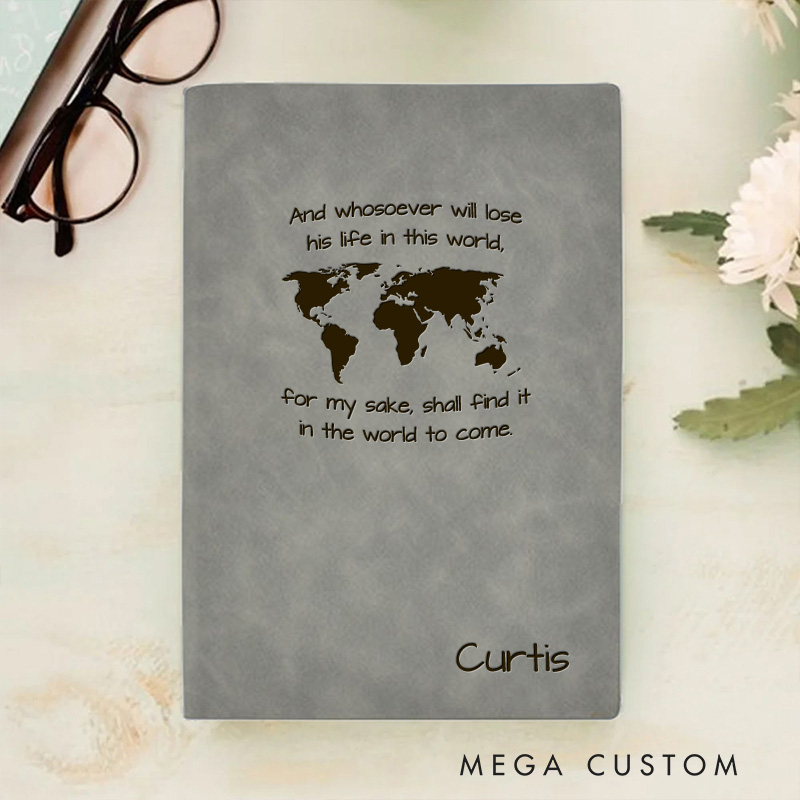 Personalized And Whosoever Will Lose Prayer Journal Leather A5 Notebook with Name Missionary Travel Journal Christian Baptism Gift Missionary Gift