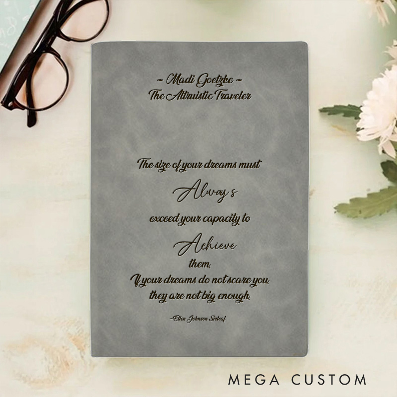 Personalized Ellen Johnson Sirleaf Quote Prayer Journal Leather A5 Notebook with Name Religious Bible Verse Journal Travel Notes Christian Gift