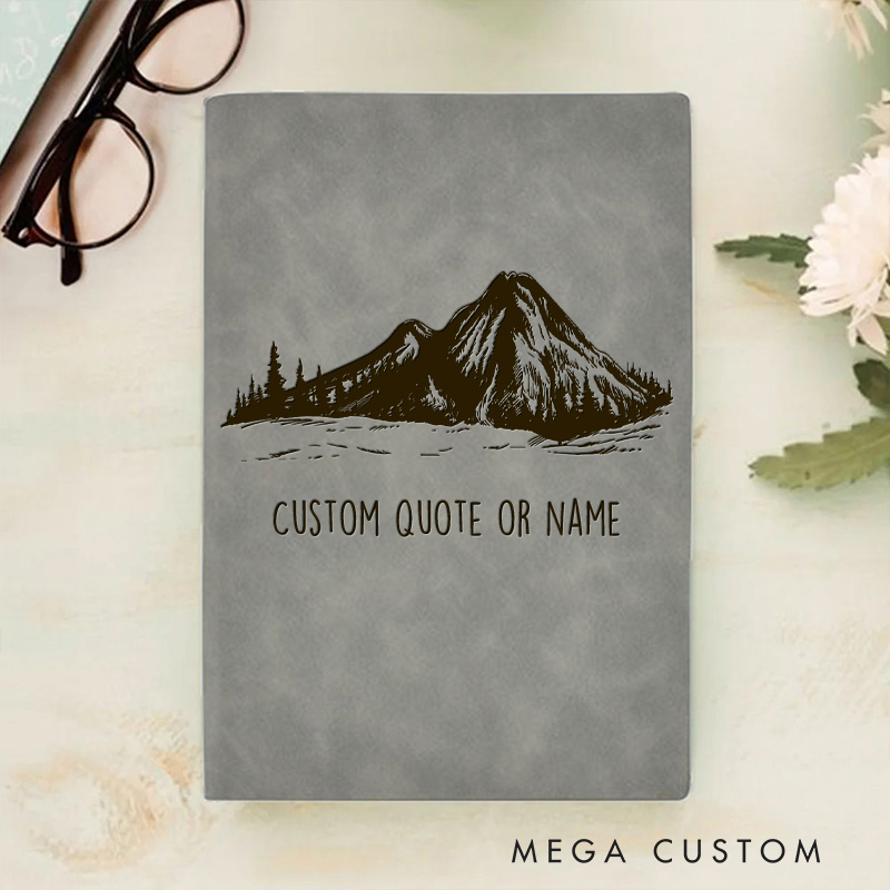 Personalized Mountain Bible Verse Journal Leather A5 Notebook with Name Religious Christian Quote Gift for Men Women Back to School Gift Church Gift