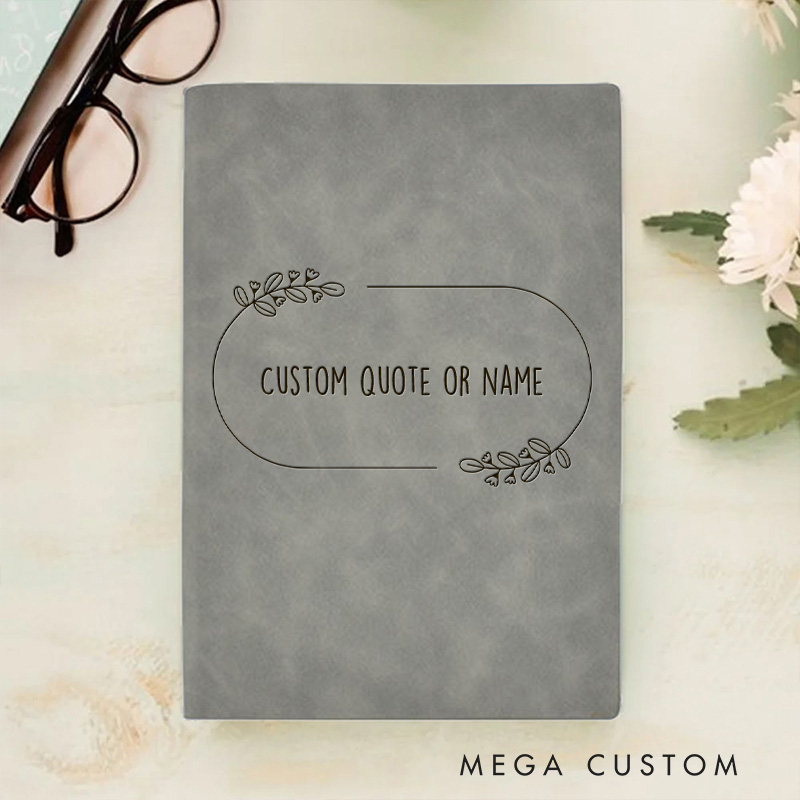Personalized Floral Frame Bible Verse Journal Leather A5 Notebook with Name Religious Christian Quote Gift Back to School Gift Church Gift for Her