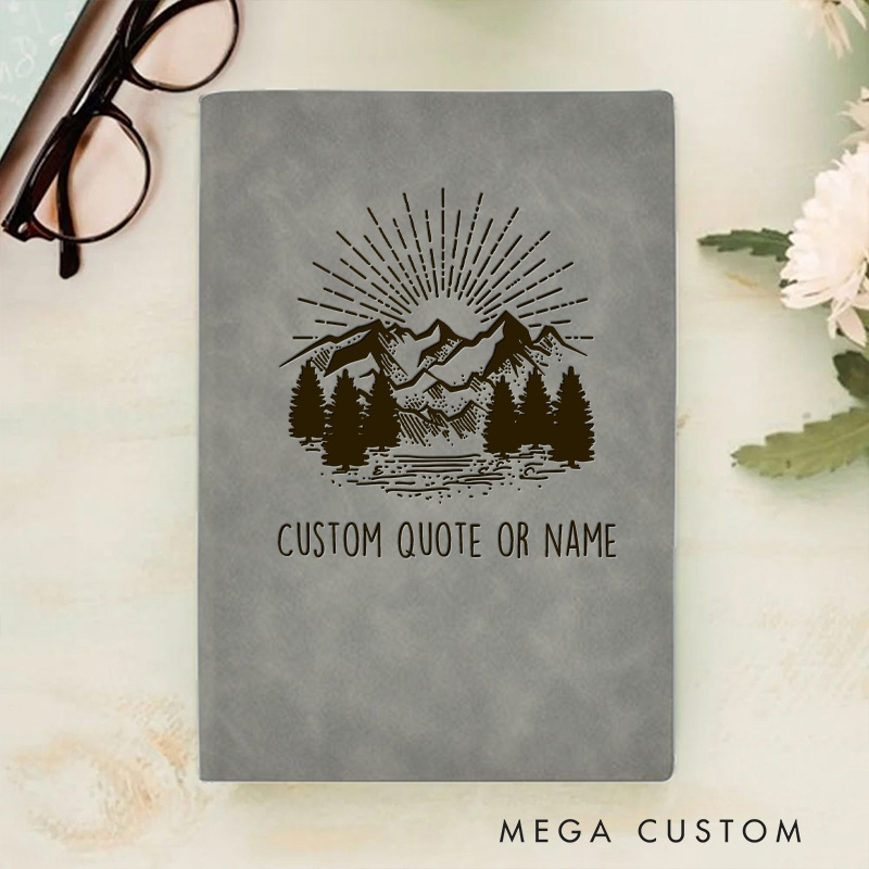 Personalized Mountain and Sunrise Bible Verse Journal Leather A5 Notebook with Name Religious Christian Quote Gift Back to School Gift Church Gift