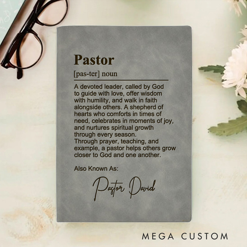 Personalized Pastor Journal Leather A5 Notebook with Name Custom Pastor Appreciation Gift Pastor Anniversary Gift New Pastor Gift Pastor Leaving Gift