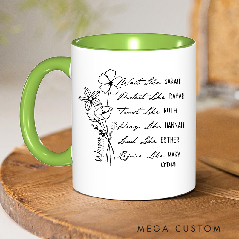 Personalized Women of the Bible Ceramic Inner Color Mug Bible Verse Mug with Name Gift of Faith Spiritual Birthday Gift for Women