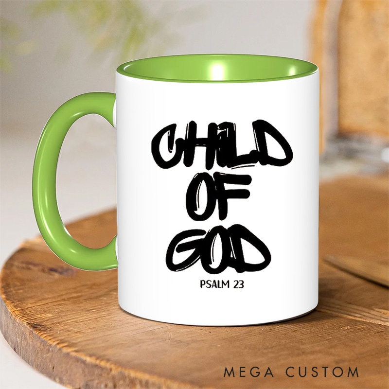 Personalized Child of God Ceramic Inner Color Mug with Name Graffiti Style Bible Verse Ceramic Mug Religious Gift Birthday Gift for Christians