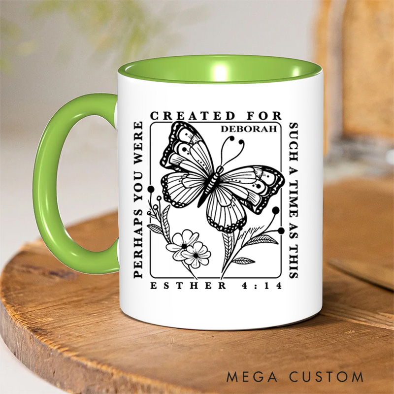 Personalized Esther 4:14 Bible Verse Inner Color Ceramic Mug with Name Birthday Christmas Gift for Christians 