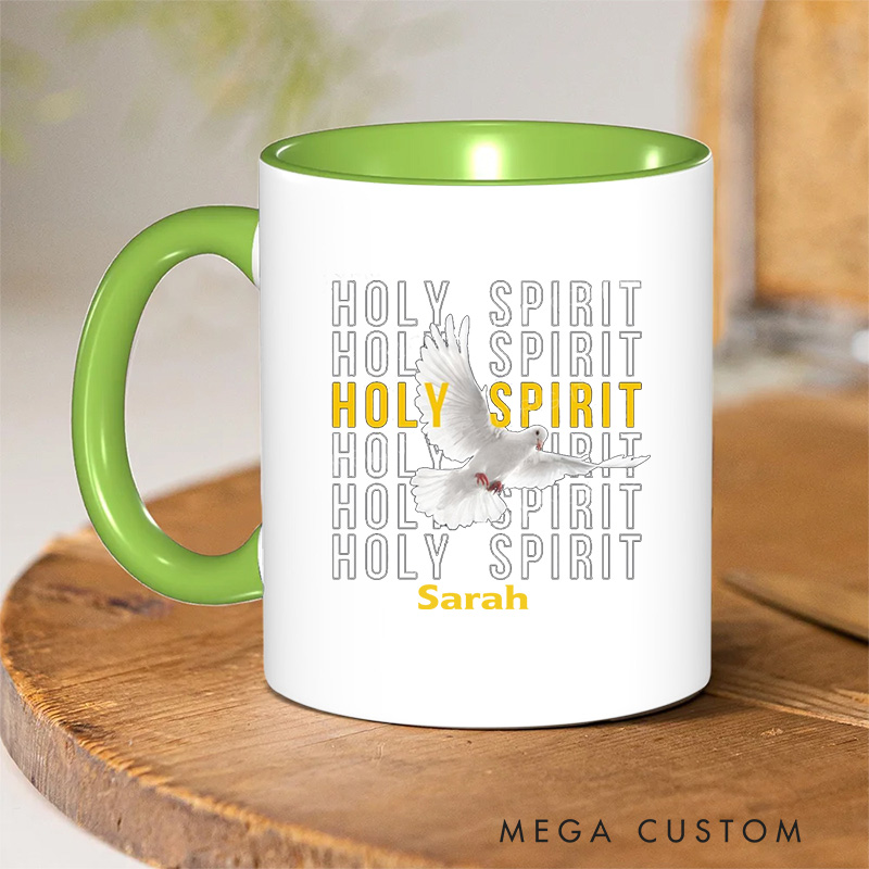 Personalized Holy Spirit Bible Verse Inner Color Ceramic Mug with Name Birthday Religious Inspirational Gift for Christian