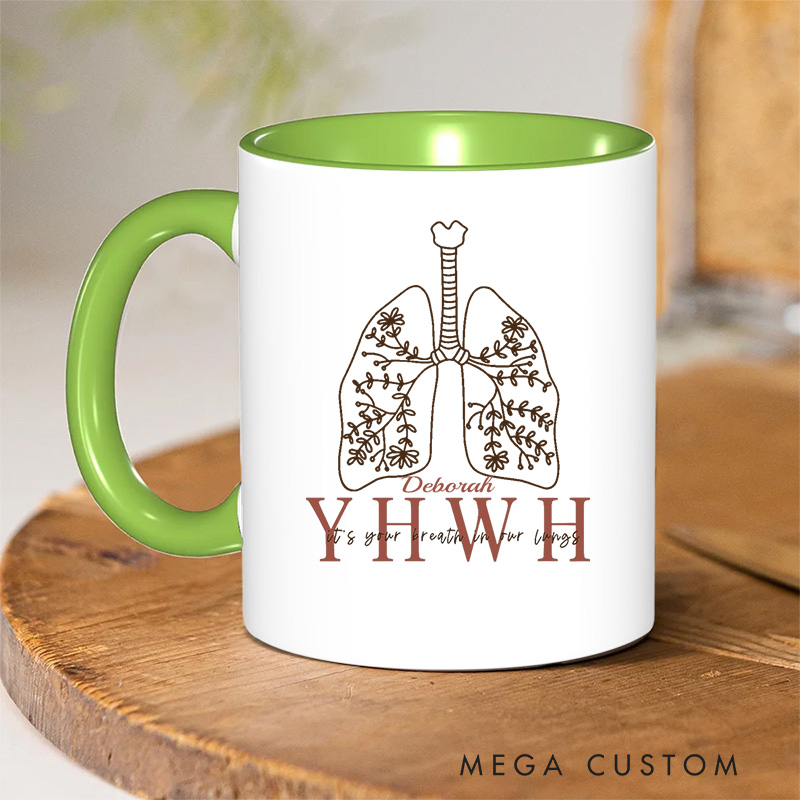 Personalized Job 33:4 Bible Verse Inner Color Ceramic Mug with Name Birthday Christmas Gift for Christians 