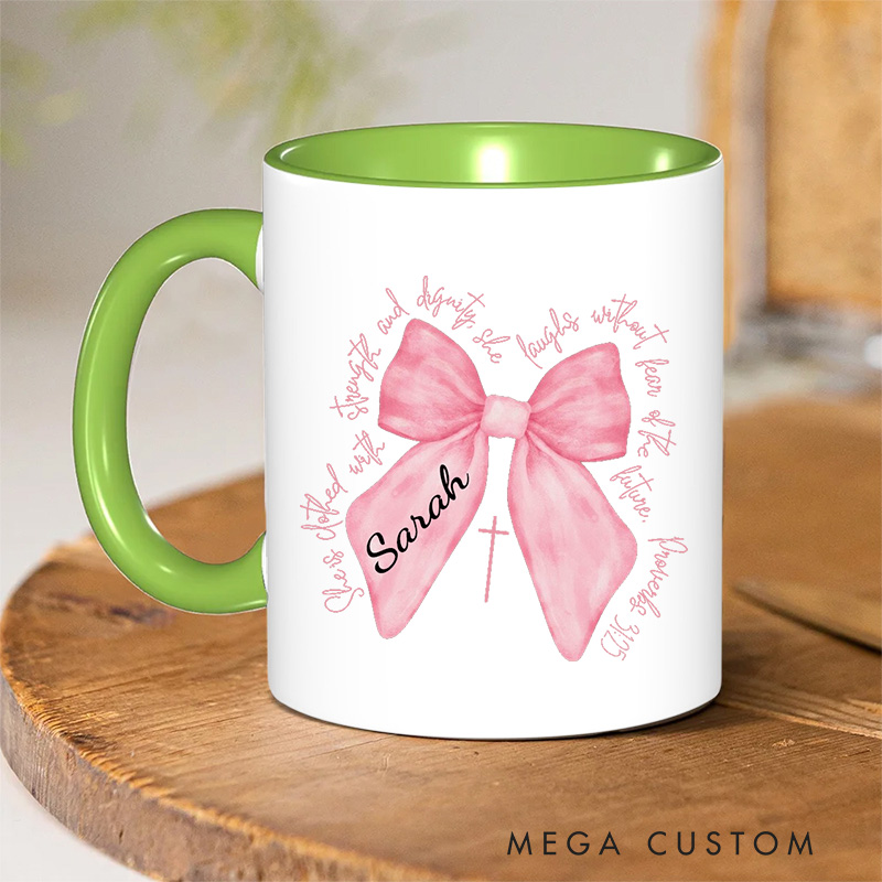 Personalized Watercolor Classic Inner Color Ceramic Mug with Name Birthday Christmas Gift for Christians Best Gift for Christians