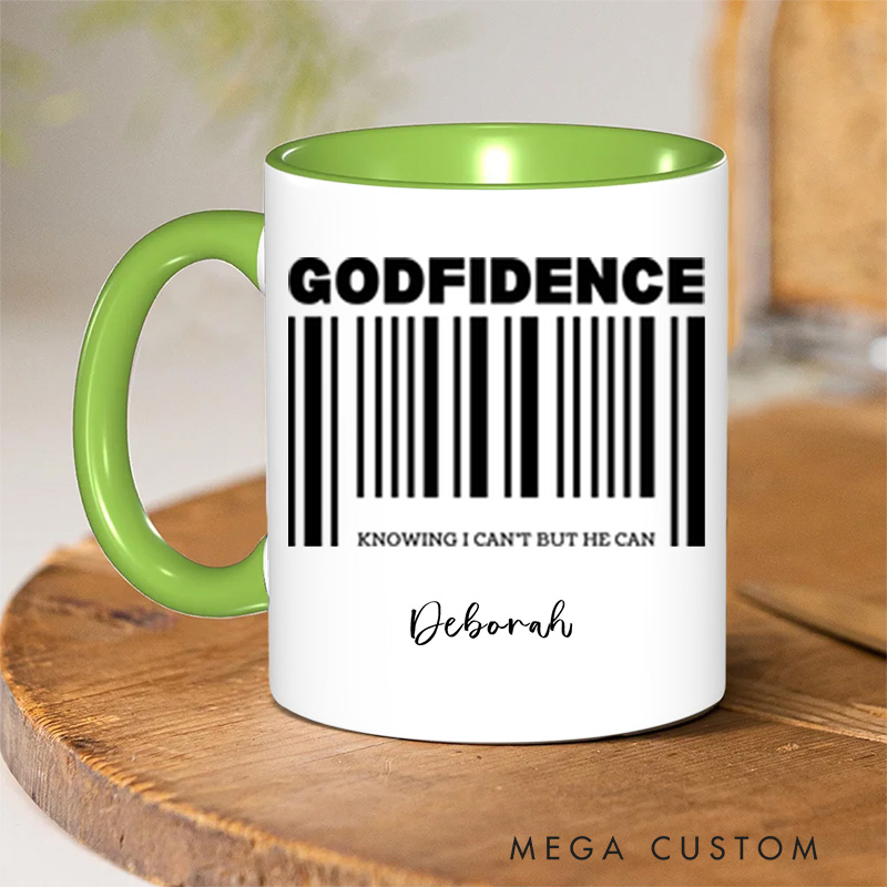 Personalized Christian Godfidence Coffee Mug with Name Birthday Religious Baptism Gift for Family Friends Christians