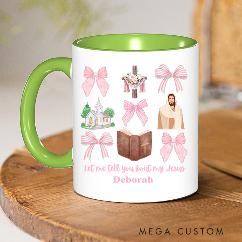 Personalized Cross Bible Jesus Bible Verse Christian Inner Color Ceramic Mug with Name Religious Gift Birthday Gift for Christian