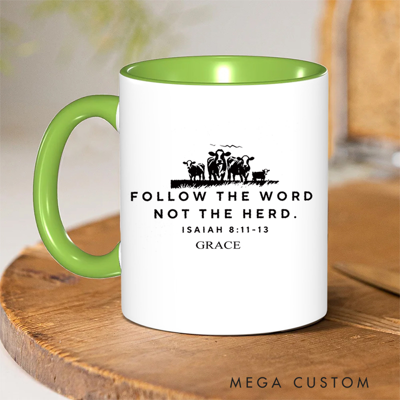 Personalized Isaiah 8:11 Bible Verse Inner Color Ceramic Mug with Name Birthday Christmas Gift for Christians Best Gift for Christians