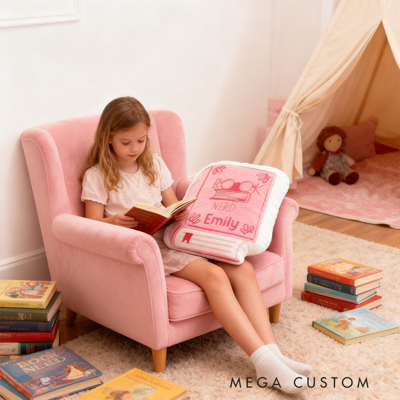 Personalized Funny Pillow Christmas Graphic 3D Print Book Nerd Custom Name Gift for Reading Lovers