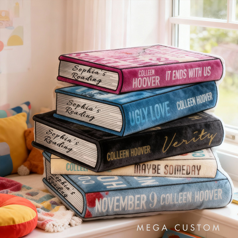 Personalized Funny Pillow Christmas Graphic 3D Print Colorful Books Custom Name Gift for Reading Lovers