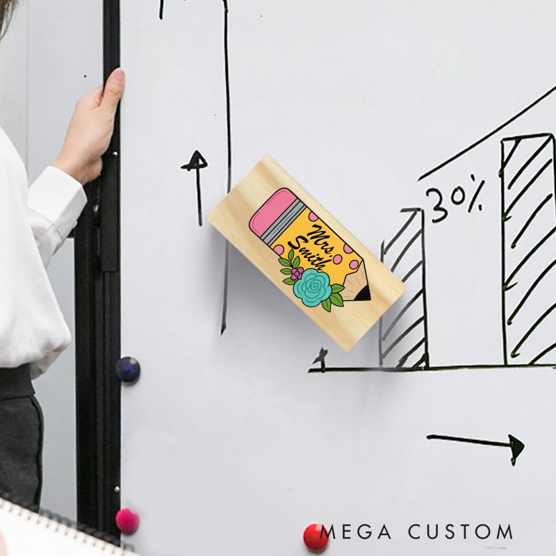 Personalized Magnetic Wooden Whiteboard Erase Pencil Flower Design Appreciation Gift for Teachers