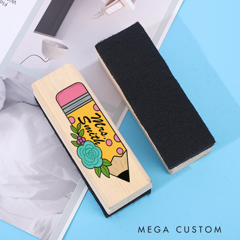 Personalized Magnetic Wooden Whiteboard Erase Pencil Flower Design Appreciation Gift for Teachers