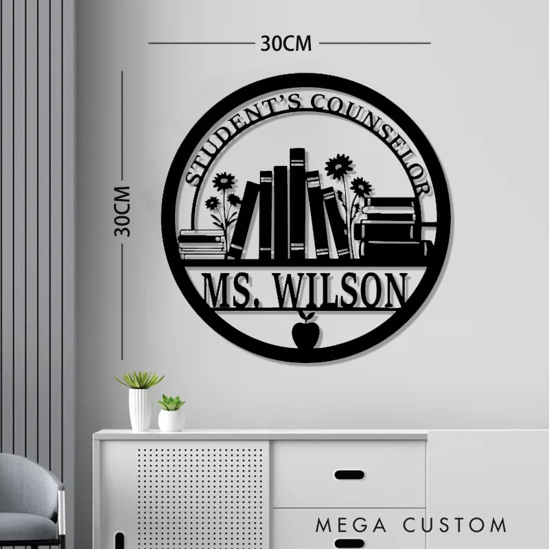 Personalized Teacher Metal Sign for Indoor Outdoor Decor Flower Book Design Appreciation Gift For Teachers