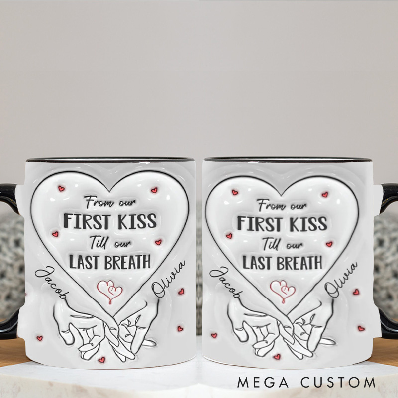 Personalized From Our First Kiss Till Our Last Breath Couple Matching Mugs Anniversary Gift Mugs For Couple 