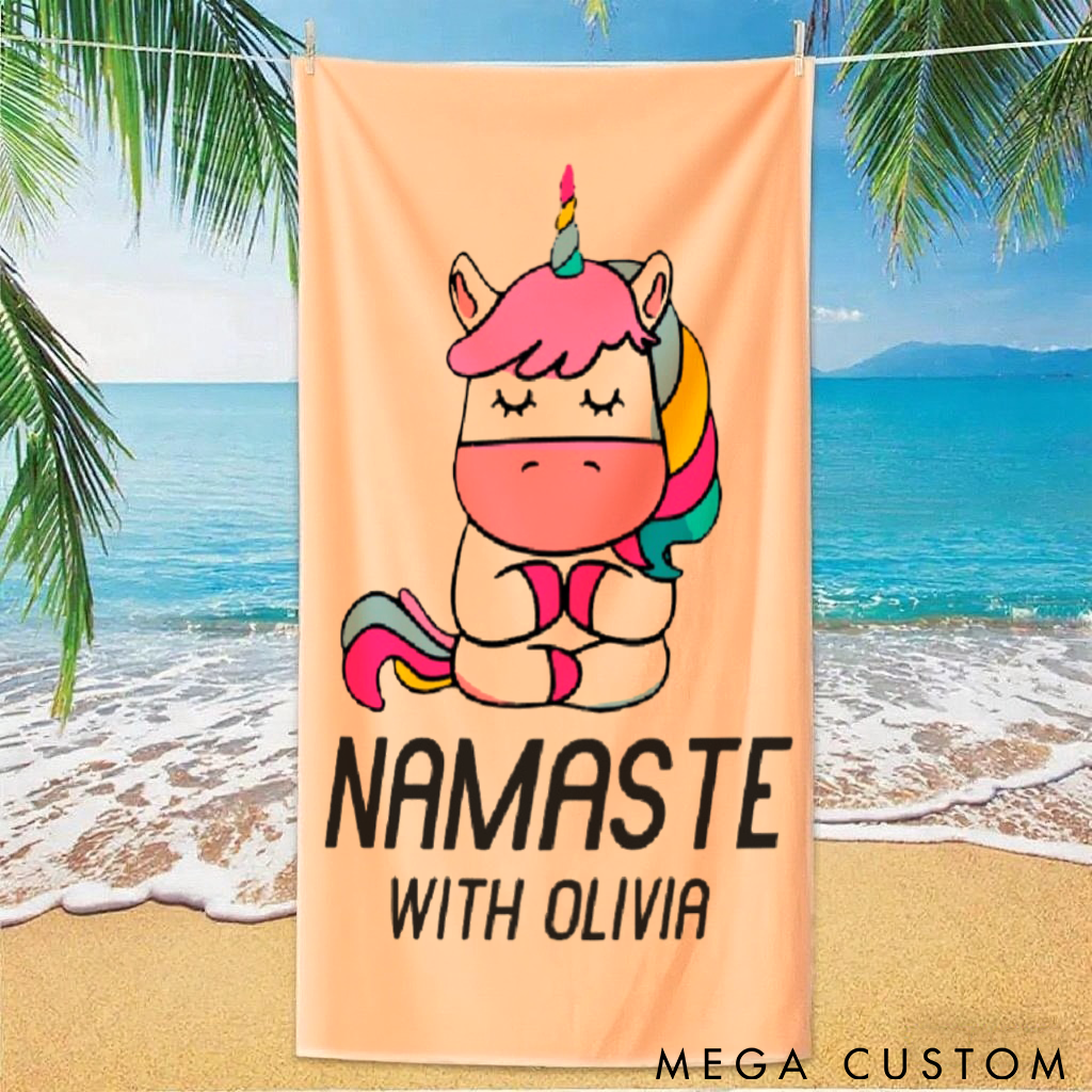 Personalized Unicorn Yoga Beach Towel Yoga Towel Perfect for Beach, Yoga, Swimming, and Hiking Adventures
