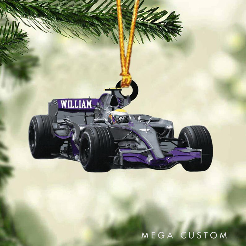 Personalized F1 Racing Car Christmas Ornament, Custom Acrylic Ornament Gift for Racing Lovers and Motorsport Fans