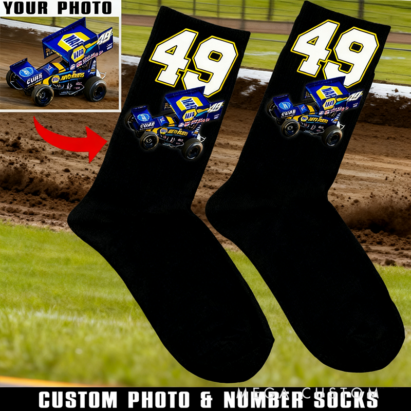 Personalized Racing Socks with Custom Photo Design Gift for Racers and Racing Lovers
