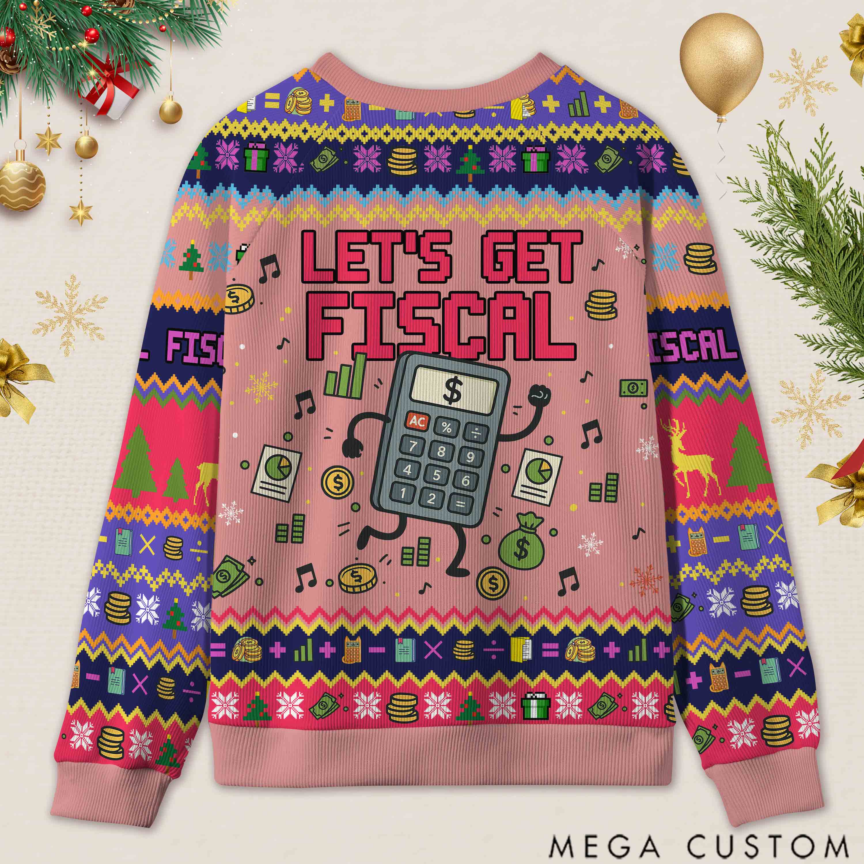 Personalized Accounting Hilarious Ugly Sweater Financial Christmas Gift for Accountants
