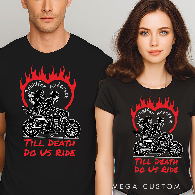 Personalized Biker Couple Valentine Shirt Custom Name Shirt Unique Valentine Gift