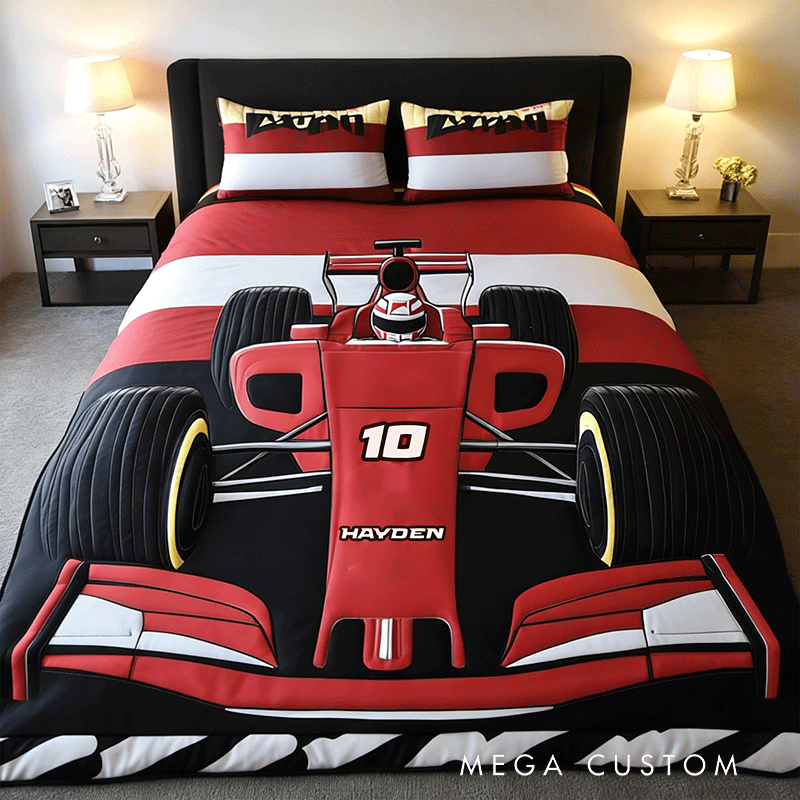 Personalized Speed Car Adventure Quilt Bed Set Unique Gift for Racing Lovers