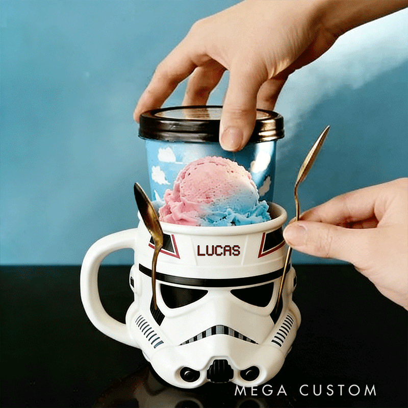 Personalized Helmet Shaped Ice Cream Pint Holder Funny Dessert Gift