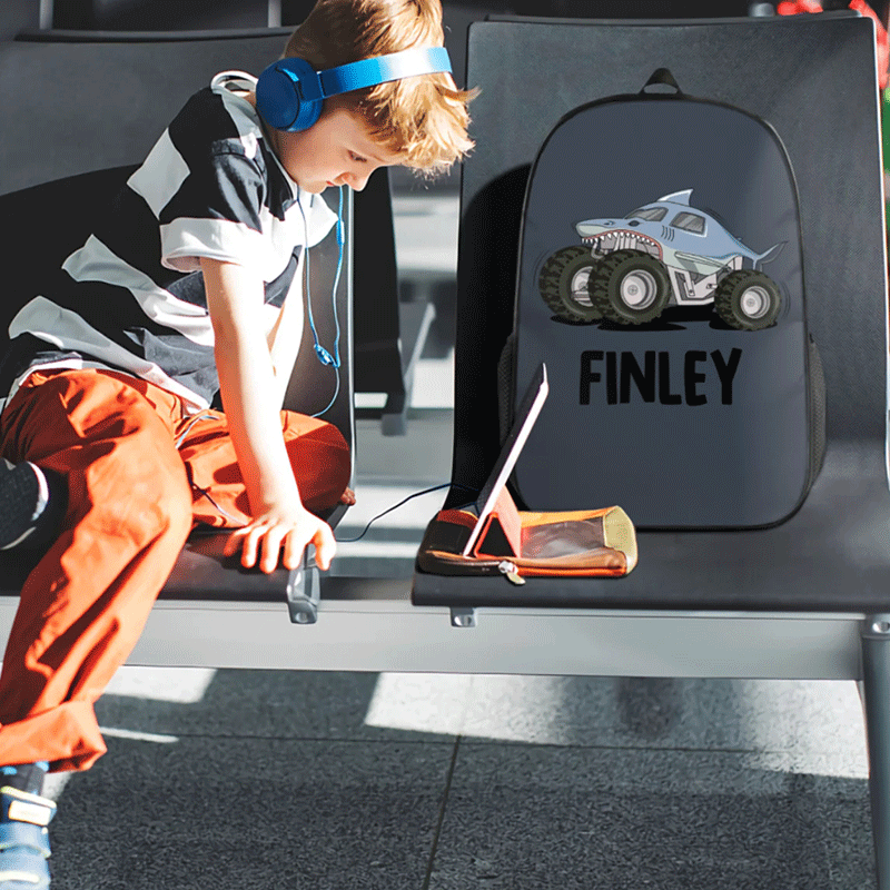 Personalized Shark Truck Backpack with Custom Name Unique Backpack for Kids