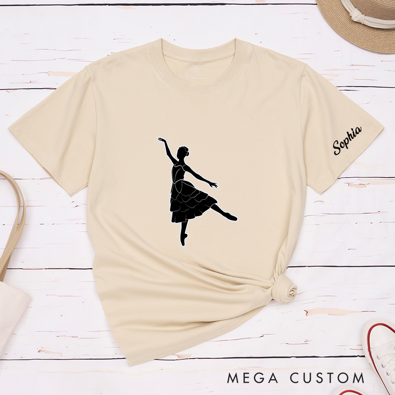 Personalized Ballet Dancer Silhouette Classic T-Shirts Custom Dance Gift for Girls Women Birthday Present Elegant Ballerina Tee 