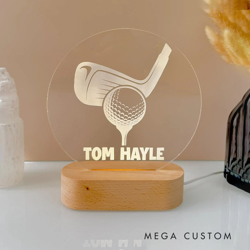 Personalized Golf LED Night Light with Custom Name for for Sports Fans