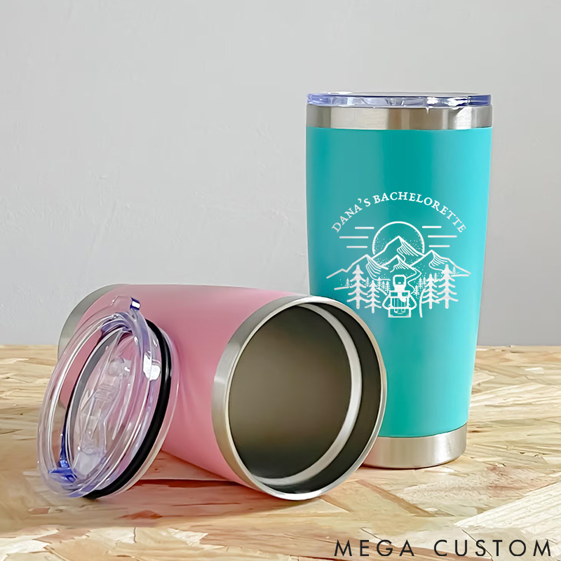 Personalized Bachelorette Adventure Tumblers Mountains Camping Travel Mug Gift for Outdoor Lovers