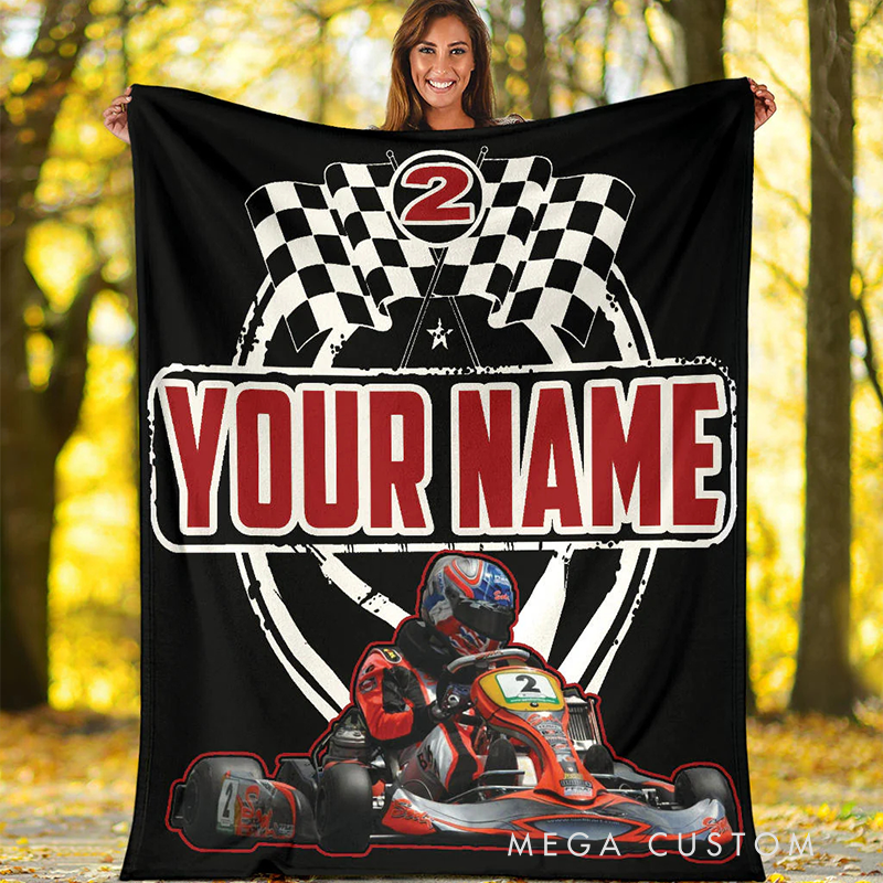Personalized Racing Blanket Custom Photo Blanket Gift for Racer and Racing Lovers