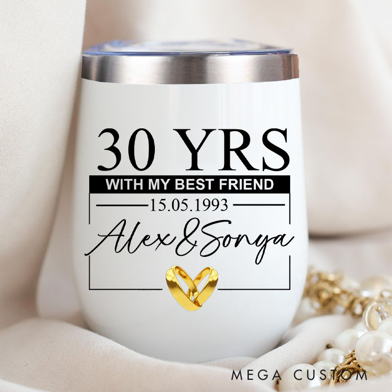 Personalized Wife Husband 30 Years Anniversary Wine Tumbler Anniversary Gift