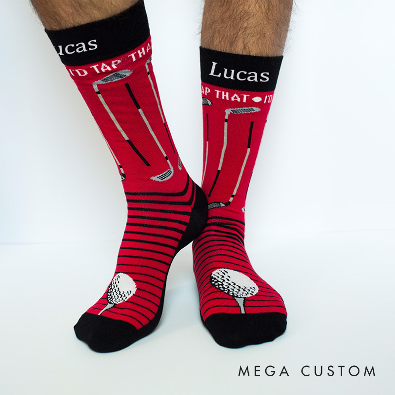 Personalized Golf Socks with Fun Design and Custom Name
