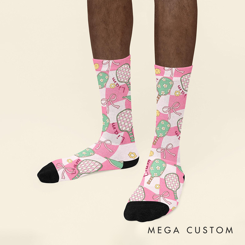 Personalized Pickleball Socks with Fun Design and Custom Name