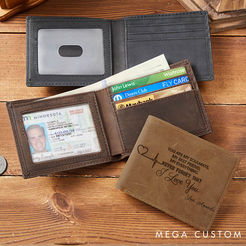 Personalized Heartbeat Never Forget That Couple Wallet For Husband Boyfriend