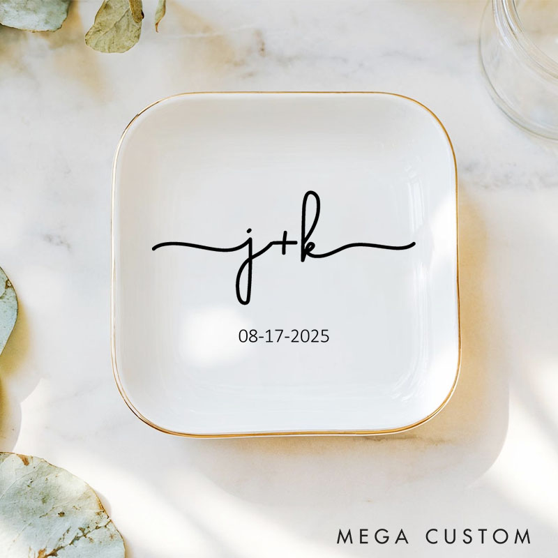 Personalized Initials Ring Dish for Couple Anniversary Gift for Her Wife Ring Holder for Couple Anniversary