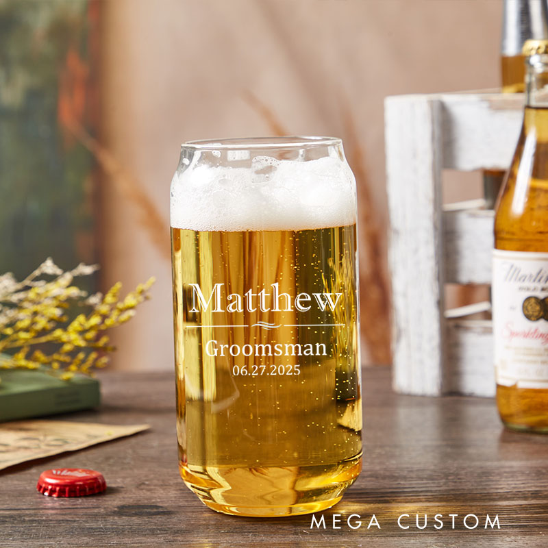 Personalized Groom Wedding Party Can Glasses Groomsman Best Man Bachelor Party Glasses