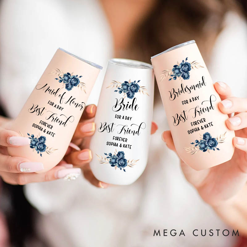 Personalized Maid of Honor for a Day Best Friend Forever Champagne Tumbler