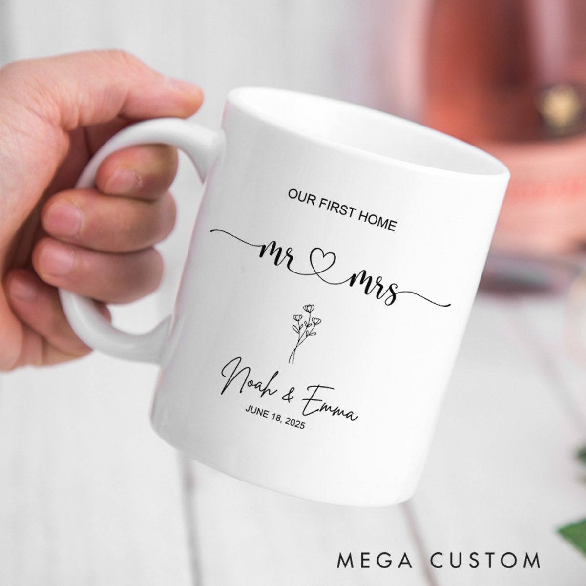 Personalized Mr & Mrs Mugs Custom Wedding Mugs Gift New Bride and Groom Husband and Wife Coffee Cup Housewarming Gift Newly Wed Gift for Couple