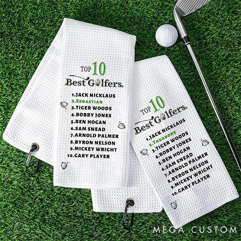 Personalized Top 10 Best Golfers Design Hand Towel with Custom Name Gift for Golf Lovers