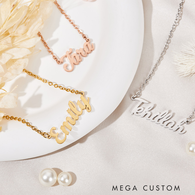 Personalized 18K Gold Plated Name Necklace Minimalist Name Necklace Gift for Her