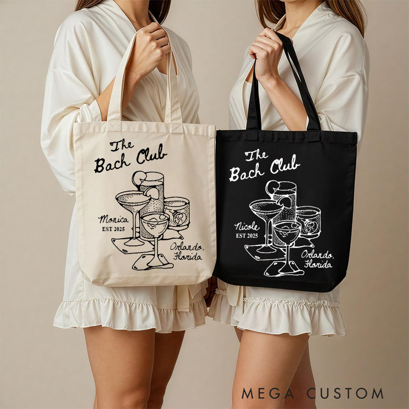 Personalized The Bach Club Cocktail Tote Bag Bridesmaid Tote Bachelorette Party Gift for Bride