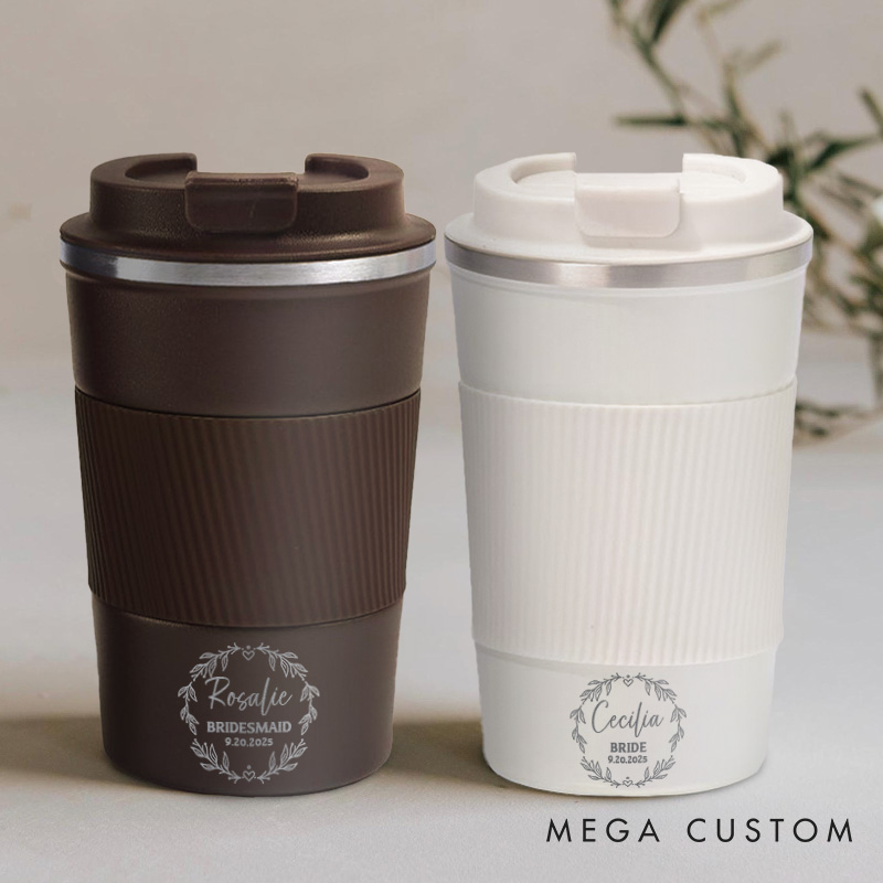 Personalized Bride Wreath Coffee Cup Wedding Party Coffee Mug Bachelorette Party Cup For Bridesmaid