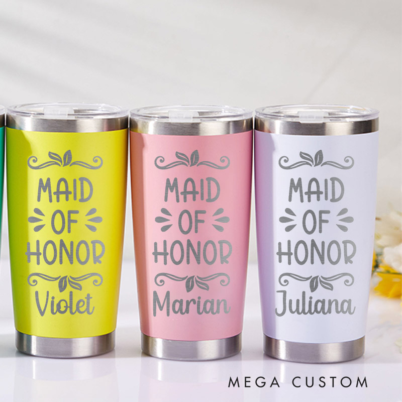 Personalized Maid of Honor Tumbler Bride 20oz Tumbler with Lid Bachelorette Party Gift