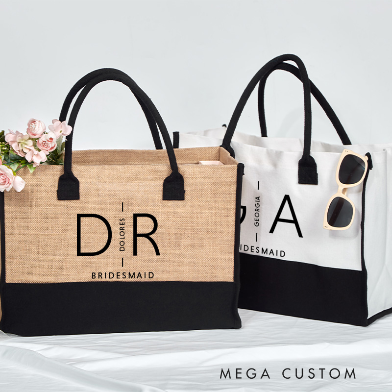 Personalized Bridesmaid Initials Tote Bag Bride Name Tote Bag Bachelorette Party Gift