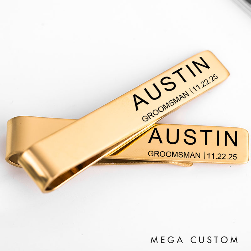 Personalized Wedding Tie Clip Best Man Tie Clip Silver Tie Bar for Bachelor Party Groomsmen Proposal Gift Accessories