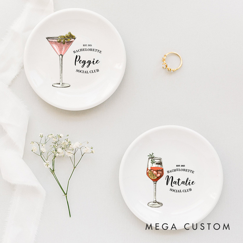 Personalized Bridesmaid Cocktail Ring Dish Bride Name Ring Dish Bachelorette Bridal Party Gift