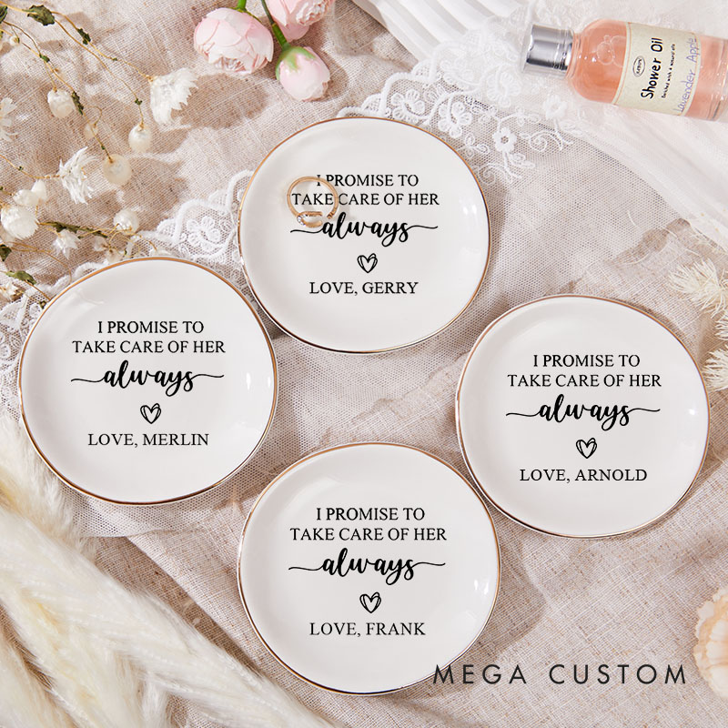 Personalized I Promise To Take Care Of Her Always Ring Dish MOB MOG Ring Dish Mother in Law Jewelry Dish